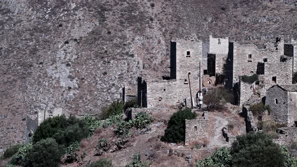 Old Tower Houses, Village Vathia On Mani, Greece