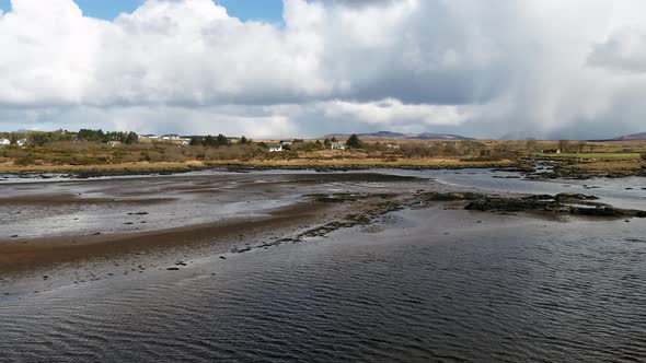 Aerial View of the Mouth of the Owenea River By Ardara in County Donegal  Ireland