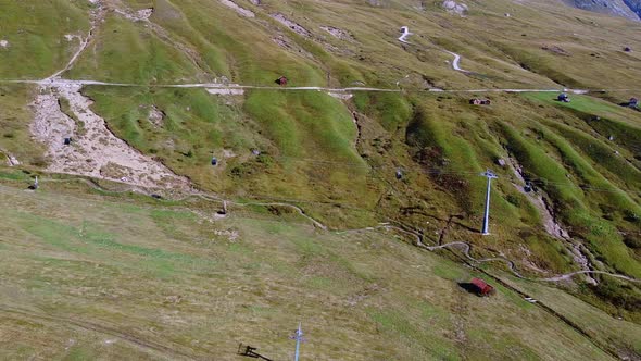 Aerial View of Italian Cable Car in the Dolomites