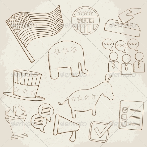 Election Hand Drawn Vector Icons