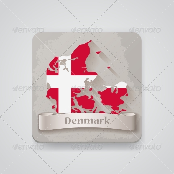 Icon of Denmark Map with Flag