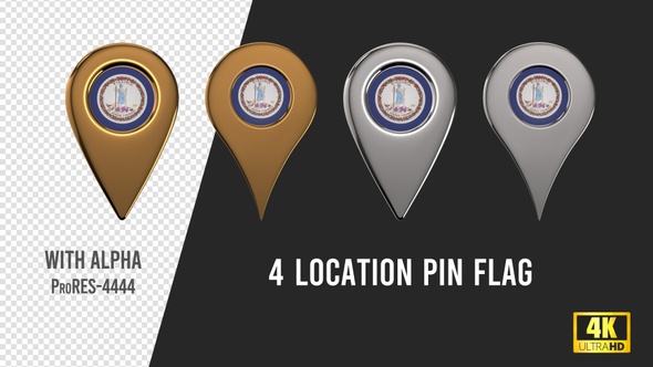 Virginia State Flag Location Pins Silver And Gold