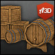 Low Poly Barrel and Cask Set - 3DOcean Item for Sale