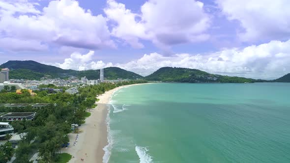 Aerial view of Patong bay at phuket island. Beautiful island in thailand Amazing High angle view