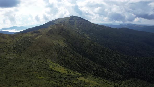 Panoramic Aerial View of Chornohora Range and Mount Pop Ivan in Carpathians Ukraine