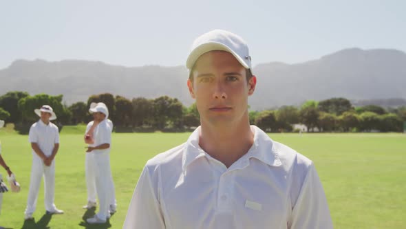 Cricket player looking at the camera