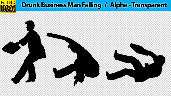 Drunk Business Man Walking Falling Silhouette