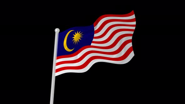Malaysia Flag Wavy Animated On Black Background