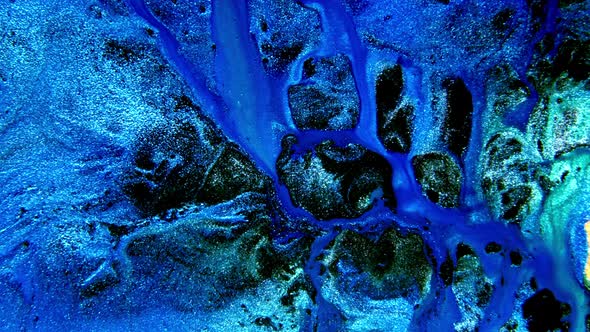 Abstract Ink Painting Blue and Azure Background