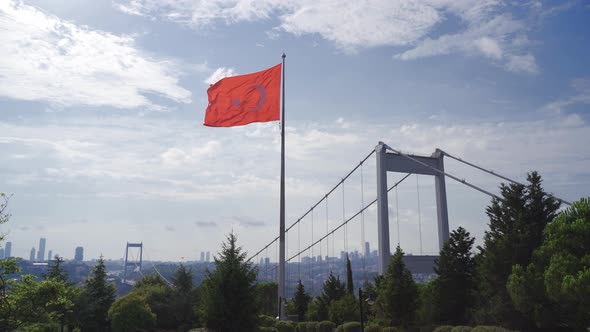 Waving Turkish Flag.