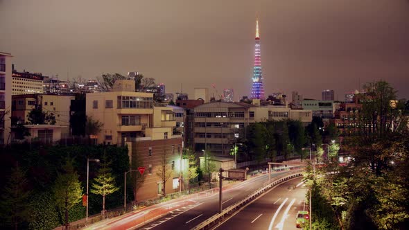 Night Time Lapse Tokyo Japan Tokyo Tower