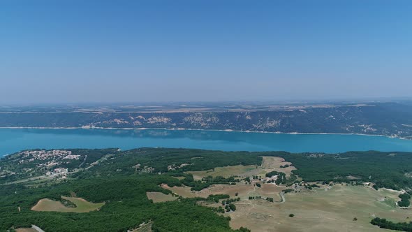 Lake of Sainte-Croix in the Verdon Regional Natural Park in France from the sky