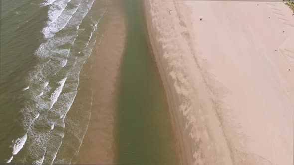 Aerial view of a beach with no people in Italy.