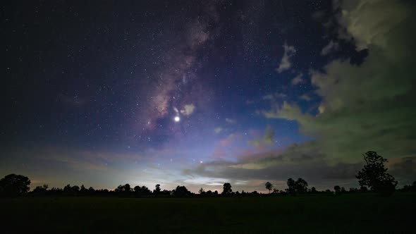 Nature video Time lapse Milky way galaxy stars Night to day Timelapse full frame Milky Way Beautiful