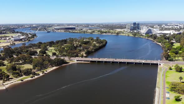 Aerial View of a Riverside City in Australia