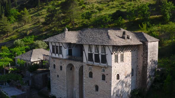 traditional old preserved building in ottoman style, in Gjirokaster, Albania. classical architecture