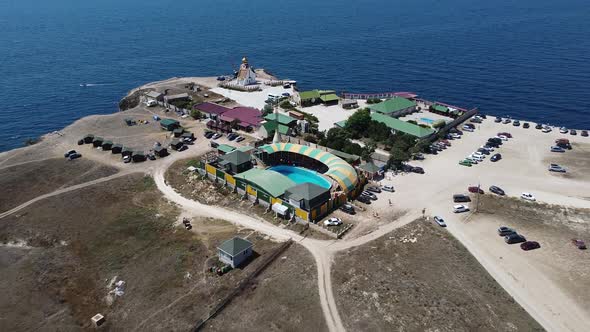 Bird's Eye View of the Openair Dolphinarium in the Steppe Tourist Area