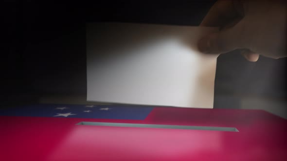 Digital Composite Hand Voting To National Flag OF Samoa 