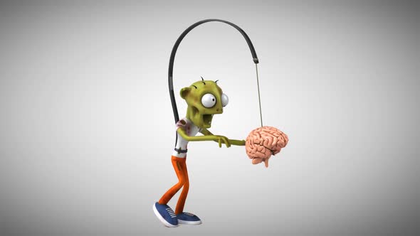 Fun 3D cartoon Zombie looking for a brain