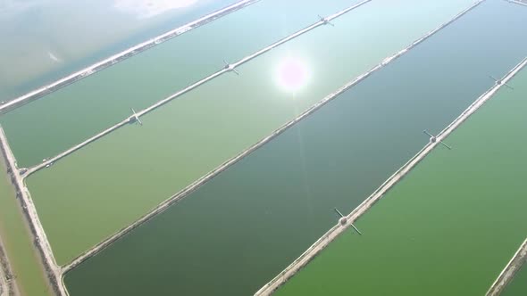 Aerial of wind turbine wind park view from above bird eye