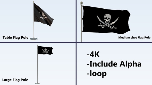 Pirate Flag Pole Pack 4k-Loop