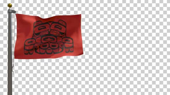 Upper Skagit Indian Tribe Flag / Native American Flag (USA) on Flagpole with Alpha Channel - 4K
