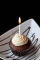 Chocolate Cupcake With A Burning Birthday Candle - PhotoDune Item for Sale