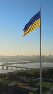 Vertical Video National Flag of Ukraine By Day