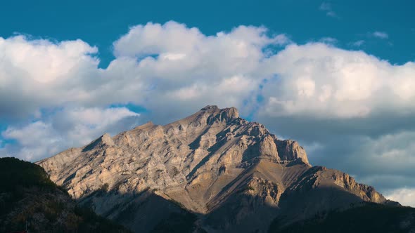Timelapse of Clouds Moving Over Cascade Mountain in Banff National Park Canada