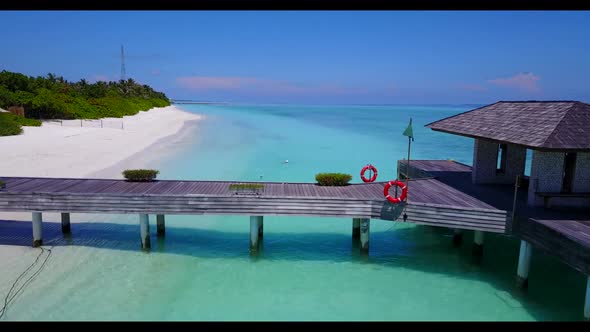 Aerial landscape of luxury resort beach break by aqua blue sea and white sandy background of journey
