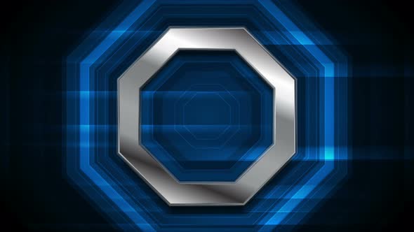 Dark Blue Technology Metallic Octagon