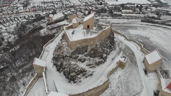 Aerial View of the Medieval Citadel of Rupea in Romania Brasov