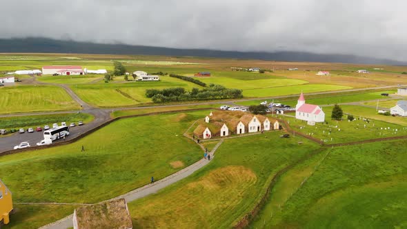 Aerial View of Glaumbaer Iceland