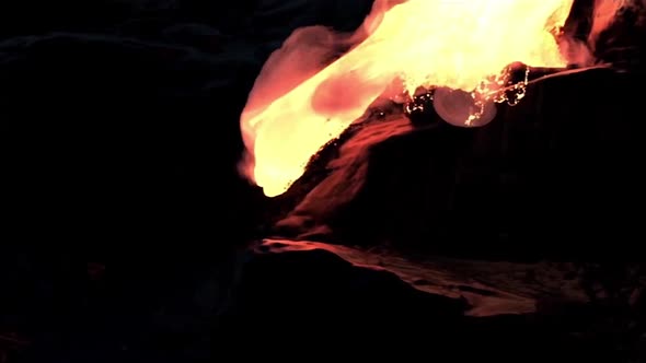 Spreading Lava From A Cliff From A Height With A Spray Of Particles