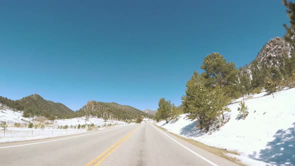 POV point of view -Driving West to Estes Park on highway 36.