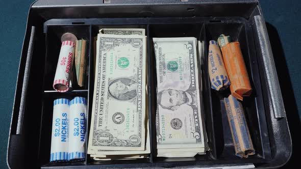 Money Disappears From Cashbox. Bankruptcy or a Quick Waste of Money Concept