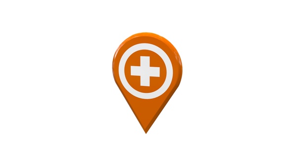Map Location Pin With Doctor Icon Orange V7