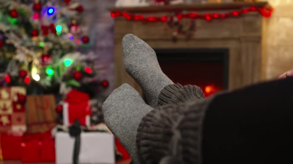 Close Up of Woman Feet Moving and Relaxing