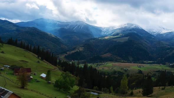 Landscape time-lapse with views of the mountains