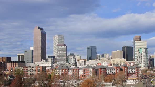 Sunny Denver Skyline Timelapse Zoom Out