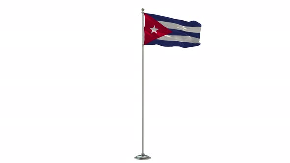 Cuba 3D Illustration Of The Waving flag On a Pole With Chroma key