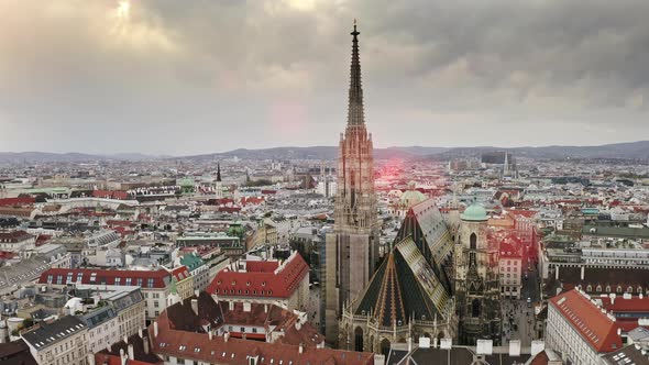 Vienna City View Beautiful Sightseeing From Aerial Drone Overview of Austria Capital with Historical