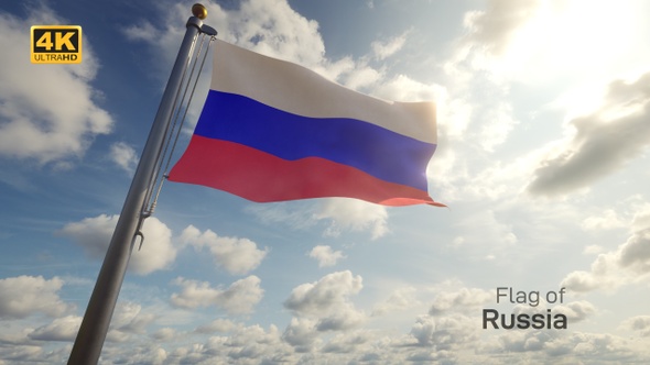 Russia Flag on a Flagpole - 4K