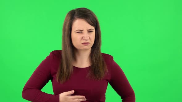 Portrait of Pretty Girl Goting a Cold. Green Screen