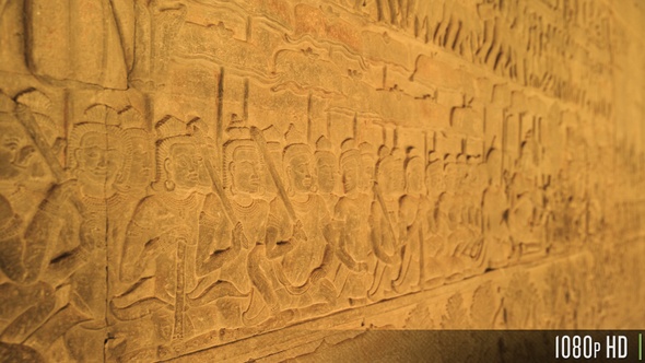 Bas-Relief Temple Walls of Angkor Wat (South Wall) in Siem Reap, Cambodia