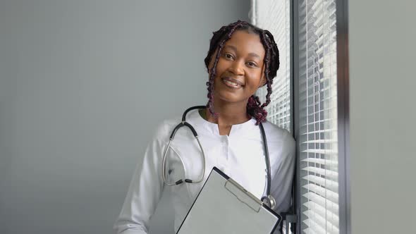 Portrait of Confident Skilled Practitioner African American Female Physician