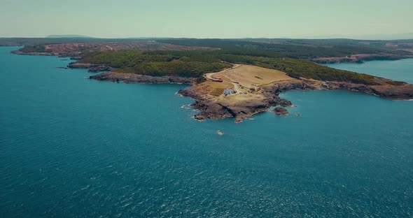 Aerial Lighthouse at Inceburun. Sinop, Turkey. Inceburun is the northernmost point of the Turkey.