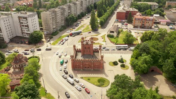 Aerial view of the King's Gate in Kaliningrad, Russia