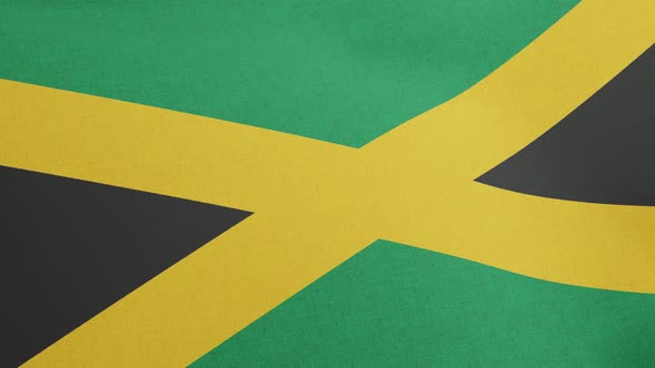 National Flag of Jamaica Waving Original Size and Colors 3D Render Republic of Jamaica Flag Textile