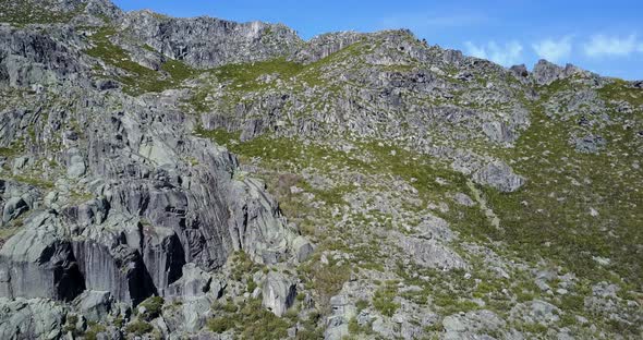 Aerial view from rocky mountains at Serra da Estrela Natural Park 